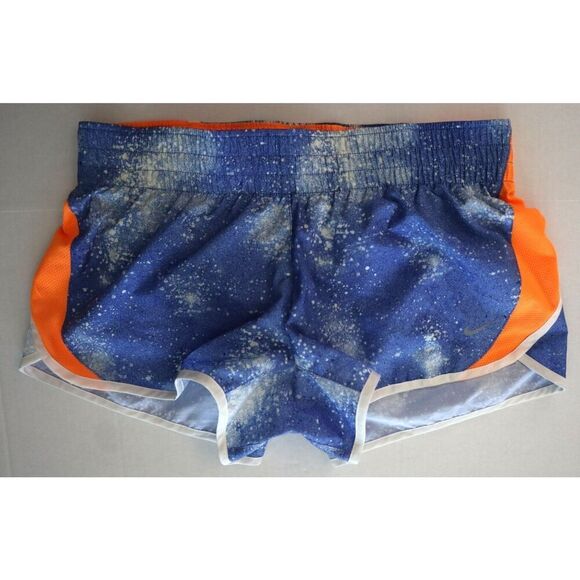 Nike 548482-564 Women's Sz M Blue/Orange Dri-Fit Tempo Galaxy Running Shorts - Picture 1 of 8
